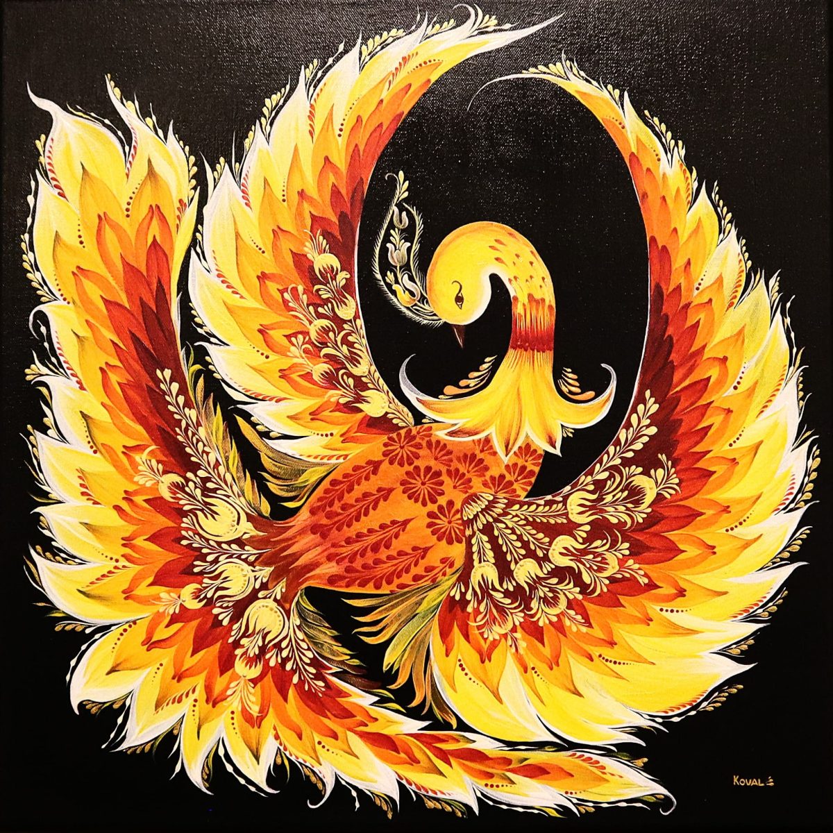 Burning Phoenix — painting by Olena Koval