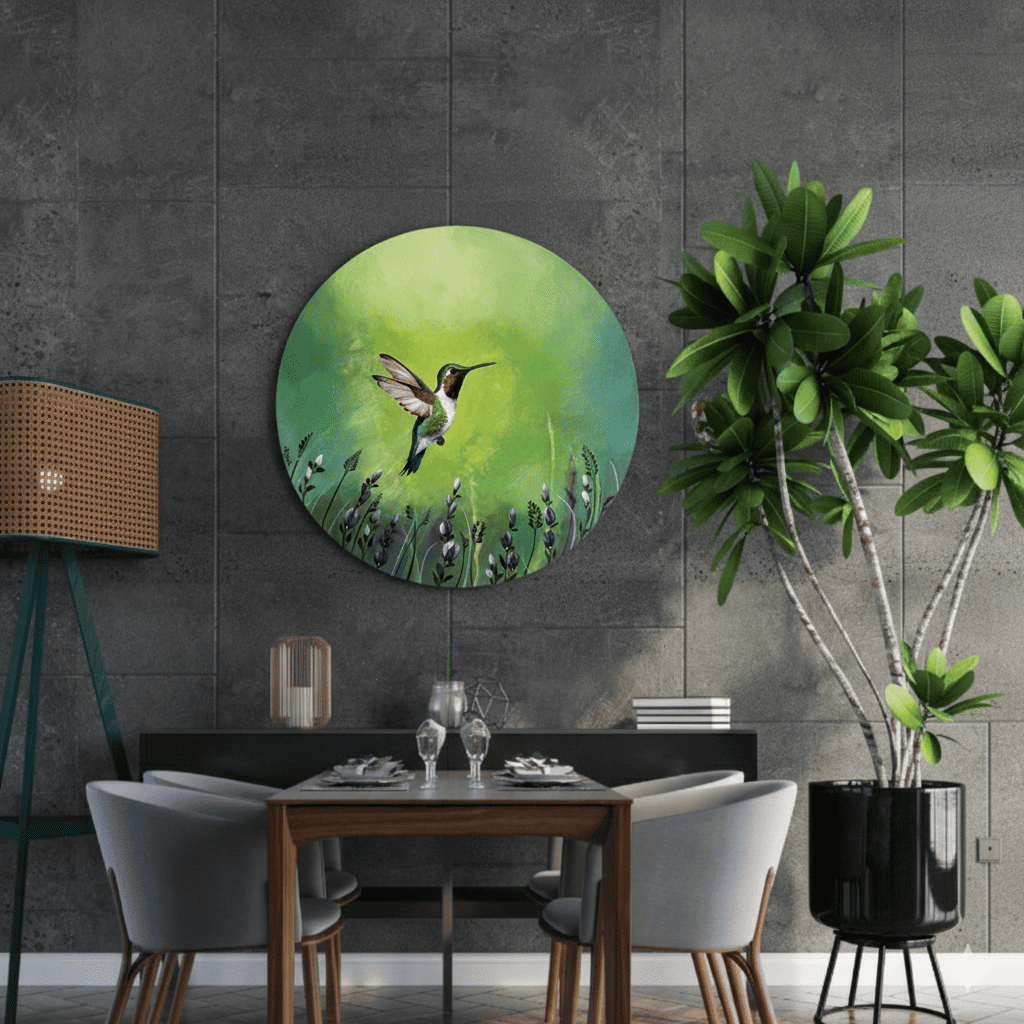 Acrylic on Canvas Hummingbird Over the Prairies – June 2025 by Koval Art- interior