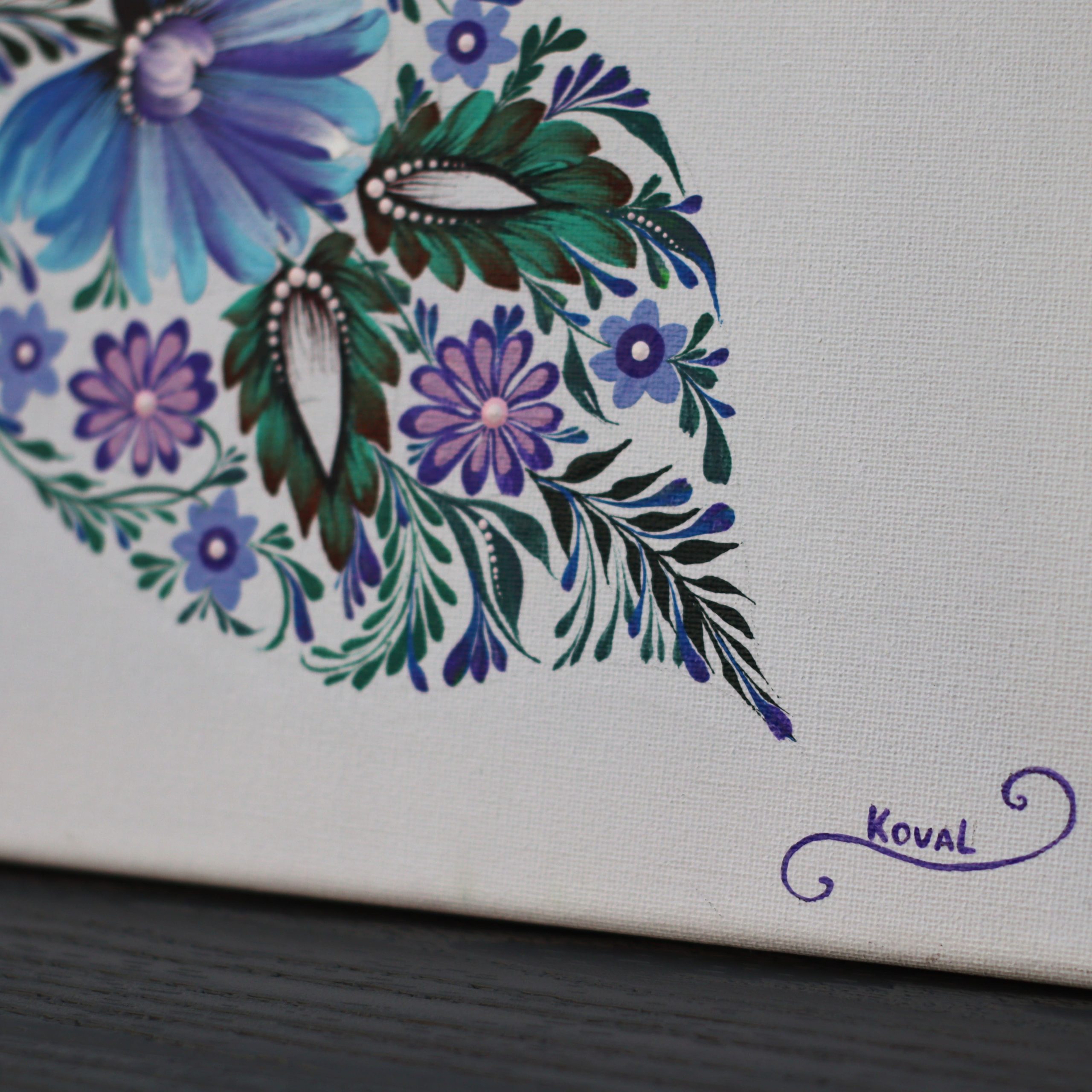 Butterfly floral acrylic painting by Koval Art